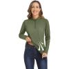 imageMAGCOMSEN Womens Long Sleeve Shirts 14 Zip Pullover UPF 50 Sun Protection Quick Dry Hiking Athletic Workout TopsGreen