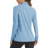 imageMAGCOMSEN Womens Long Sleeve Shirts 14 Zip Pullover UPF 50 Sun Protection Quick Dry Hiking Athletic Workout TopsLight Blue
