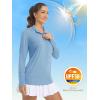 imageMAGCOMSEN Womens Long Sleeve Shirts 14 Zip Pullover UPF 50 Sun Protection Quick Dry Hiking Athletic Workout TopsLight Blue