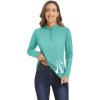 imageMAGCOMSEN Womens Long Sleeve Shirts 14 Zip Pullover UPF 50 Sun Protection Quick Dry Hiking Athletic Workout TopsLight Green