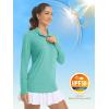 imageMAGCOMSEN Womens Long Sleeve Shirts 14 Zip Pullover UPF 50 Sun Protection Quick Dry Hiking Athletic Workout TopsLight Green