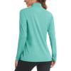 imageMAGCOMSEN Womens Long Sleeve Shirts 14 Zip Pullover UPF 50 Sun Protection Quick Dry Hiking Athletic Workout TopsLight Green