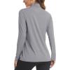imageMAGCOMSEN Womens Long Sleeve Shirts 14 Zip Pullover UPF 50 Sun Protection Quick Dry Hiking Athletic Workout TopsLight Grey