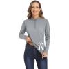 imageMAGCOMSEN Womens Long Sleeve Shirts 14 Zip Pullover UPF 50 Sun Protection Quick Dry Hiking Athletic Workout TopsLight Grey