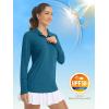 imageMAGCOMSEN Womens Long Sleeve Shirts 14 Zip Pullover UPF 50 Sun Protection Quick Dry Hiking Athletic Workout TopsMedium Blue