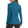 imageMAGCOMSEN Womens Long Sleeve Shirts 14 Zip Pullover UPF 50 Sun Protection Quick Dry Hiking Athletic Workout TopsMedium Blue