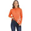 imageMAGCOMSEN Womens Long Sleeve Shirts 14 Zip Pullover UPF 50 Sun Protection Quick Dry Hiking Athletic Workout TopsOrange