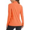 imageMAGCOMSEN Womens Long Sleeve Shirts 14 Zip Pullover UPF 50 Sun Protection Quick Dry Hiking Athletic Workout TopsOrange