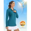 imageMAGCOMSEN Womens Long Sleeve Shirts 14 Zip Pullover UPF 50 Sun Protection Quick Dry Hiking Athletic Workout TopsPeacock Blue