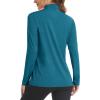 imageMAGCOMSEN Womens Long Sleeve Shirts 14 Zip Pullover UPF 50 Sun Protection Quick Dry Hiking Athletic Workout TopsPeacock Blue