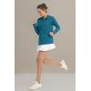 imageMAGCOMSEN Womens Long Sleeve Shirts 14 Zip Pullover UPF 50 Sun Protection Quick Dry Hiking Athletic Workout TopsPeacock Blue
