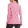 imageMAGCOMSEN Womens Long Sleeve Shirts 14 Zip Pullover UPF 50 Sun Protection Quick Dry Hiking Athletic Workout TopsPink