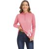imageMAGCOMSEN Womens Long Sleeve Shirts 14 Zip Pullover UPF 50 Sun Protection Quick Dry Hiking Athletic Workout TopsPink