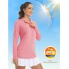 imageMAGCOMSEN Womens Long Sleeve Shirts 14 Zip Pullover UPF 50 Sun Protection Quick Dry Hiking Athletic Workout TopsPink