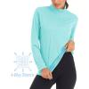 imageMAGCOMSEN Womens Shirts Long Sleeve 14 Zip UPF50 UV Sun Protection Quick Dry Workout Hiking Athletic Shirts Rash GuardLight Blue