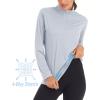 imageMAGCOMSEN Womens Shirts Long Sleeve 14 Zip UPF50 UV Sun Protection Quick Dry Workout Hiking Athletic Shirts Rash GuardLight Grey