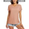 imageMAGCOMSEN Womens T Shirts VNeck Short Sleeve UPF 50 Sun Protection Performance Quick Dry Athletic Shirts Tee TopsApricot