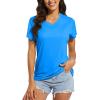 imageMAGCOMSEN Womens T Shirts VNeck Short Sleeve UPF 50 Sun Protection Performance Quick Dry Athletic Shirts Tee TopsAzure