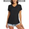 imageMAGCOMSEN Womens T Shirts VNeck Short Sleeve UPF 50 Sun Protection Performance Quick Dry Athletic Shirts Tee TopsBlack