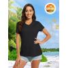 imageMAGCOMSEN Womens T Shirts VNeck Short Sleeve UPF 50 Sun Protection Performance Quick Dry Athletic Shirts Tee TopsBlack