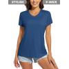 imageMAGCOMSEN Womens T Shirts VNeck Short Sleeve UPF 50 Sun Protection Performance Quick Dry Athletic Shirts Tee TopsBlue Grey