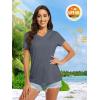 imageMAGCOMSEN Womens T Shirts VNeck Short Sleeve UPF 50 Sun Protection Performance Quick Dry Athletic Shirts Tee TopsDark Grey