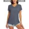 imageMAGCOMSEN Womens T Shirts VNeck Short Sleeve UPF 50 Sun Protection Performance Quick Dry Athletic Shirts Tee TopsDark Grey