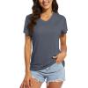 imageMAGCOMSEN Womens T Shirts VNeck Short Sleeve UPF 50 Sun Protection Performance Quick Dry Athletic Shirts Tee TopsDark Grey