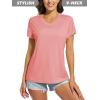imageMAGCOMSEN Womens T Shirts VNeck Short Sleeve UPF 50 Sun Protection Performance Quick Dry Athletic Shirts Tee TopsGrey Pink
