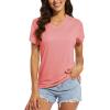 imageMAGCOMSEN Womens T Shirts VNeck Short Sleeve UPF 50 Sun Protection Performance Quick Dry Athletic Shirts Tee TopsGrey Pink