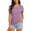 imageMAGCOMSEN Womens T Shirts VNeck Short Sleeve UPF 50 Sun Protection Performance Quick Dry Athletic Shirts Tee TopsGrey Purple