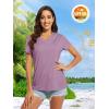 imageMAGCOMSEN Womens T Shirts VNeck Short Sleeve UPF 50 Sun Protection Performance Quick Dry Athletic Shirts Tee TopsGrey Purple