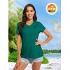 imageMAGCOMSEN Womens T Shirts VNeck Short Sleeve UPF 50 Sun Protection Performance Quick Dry Athletic Shirts Tee TopsJade Green