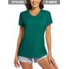 imageMAGCOMSEN Womens T Shirts VNeck Short Sleeve UPF 50 Sun Protection Performance Quick Dry Athletic Shirts Tee TopsJade Green