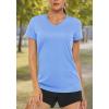 imageMAGCOMSEN Womens T Shirts VNeck Short Sleeve UPF 50 Sun Protection Performance Quick Dry Athletic Shirts Tee TopsLight Blue