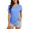 imageMAGCOMSEN Womens T Shirts VNeck Short Sleeve UPF 50 Sun Protection Performance Quick Dry Athletic Shirts Tee TopsLight Blue