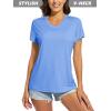 imageMAGCOMSEN Womens T Shirts VNeck Short Sleeve UPF 50 Sun Protection Performance Quick Dry Athletic Shirts Tee TopsLight Blue