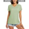 imageMAGCOMSEN Womens T Shirts VNeck Short Sleeve UPF 50 Sun Protection Performance Quick Dry Athletic Shirts Tee TopsLight Green