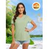 imageMAGCOMSEN Womens T Shirts VNeck Short Sleeve UPF 50 Sun Protection Performance Quick Dry Athletic Shirts Tee TopsLight Green