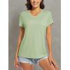 imageMAGCOMSEN Womens T Shirts VNeck Short Sleeve UPF 50 Sun Protection Performance Quick Dry Athletic Shirts Tee TopsLight Green