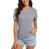 imageMAGCOMSEN Womens T Shirts VNeck Short Sleeve UPF 50 Sun Protection Performance Quick Dry Athletic Shirts Tee TopsLight Grey