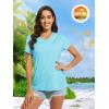 imageMAGCOMSEN Womens T Shirts VNeck Short Sleeve UPF 50 Sun Protection Performance Quick Dry Athletic Shirts Tee TopsLight Lake Blue