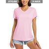 imageMAGCOMSEN Womens T Shirts VNeck Short Sleeve UPF 50 Sun Protection Performance Quick Dry Athletic Shirts Tee TopsLight Pink