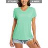 imageMAGCOMSEN Womens T Shirts VNeck Short Sleeve UPF 50 Sun Protection Performance Quick Dry Athletic Shirts Tee TopsMint Green