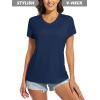 imageMAGCOMSEN Womens T Shirts VNeck Short Sleeve UPF 50 Sun Protection Performance Quick Dry Athletic Shirts Tee TopsNavy