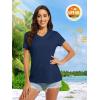imageMAGCOMSEN Womens T Shirts VNeck Short Sleeve UPF 50 Sun Protection Performance Quick Dry Athletic Shirts Tee TopsNavy