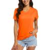 imageMAGCOMSEN Womens T Shirts VNeck Short Sleeve UPF 50 Sun Protection Performance Quick Dry Athletic Shirts Tee TopsOrange