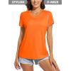 imageMAGCOMSEN Womens T Shirts VNeck Short Sleeve UPF 50 Sun Protection Performance Quick Dry Athletic Shirts Tee TopsOrange