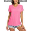 imageMAGCOMSEN Womens T Shirts VNeck Short Sleeve UPF 50 Sun Protection Performance Quick Dry Athletic Shirts Tee TopsRose