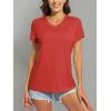 imageMAGCOMSEN Womens T Shirts VNeck Short Sleeve UPF 50 Sun Protection Performance Quick Dry Athletic Shirts Tee TopsTomato Red